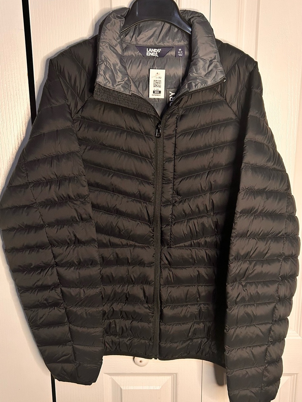 Lands End‎ Men’s Medium Quilted HyperDry 800 FP Packable Down  Hooded Jacket NWT
